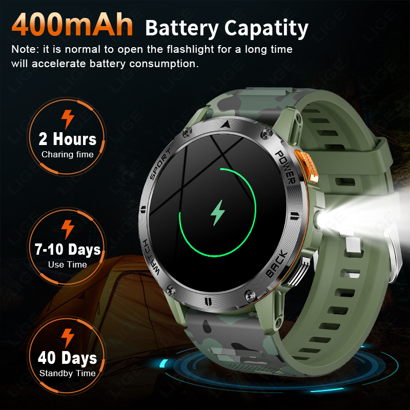 LIGE 400mAh Męski Smartwatch K – Outdoor Sport Day recenzja i cena